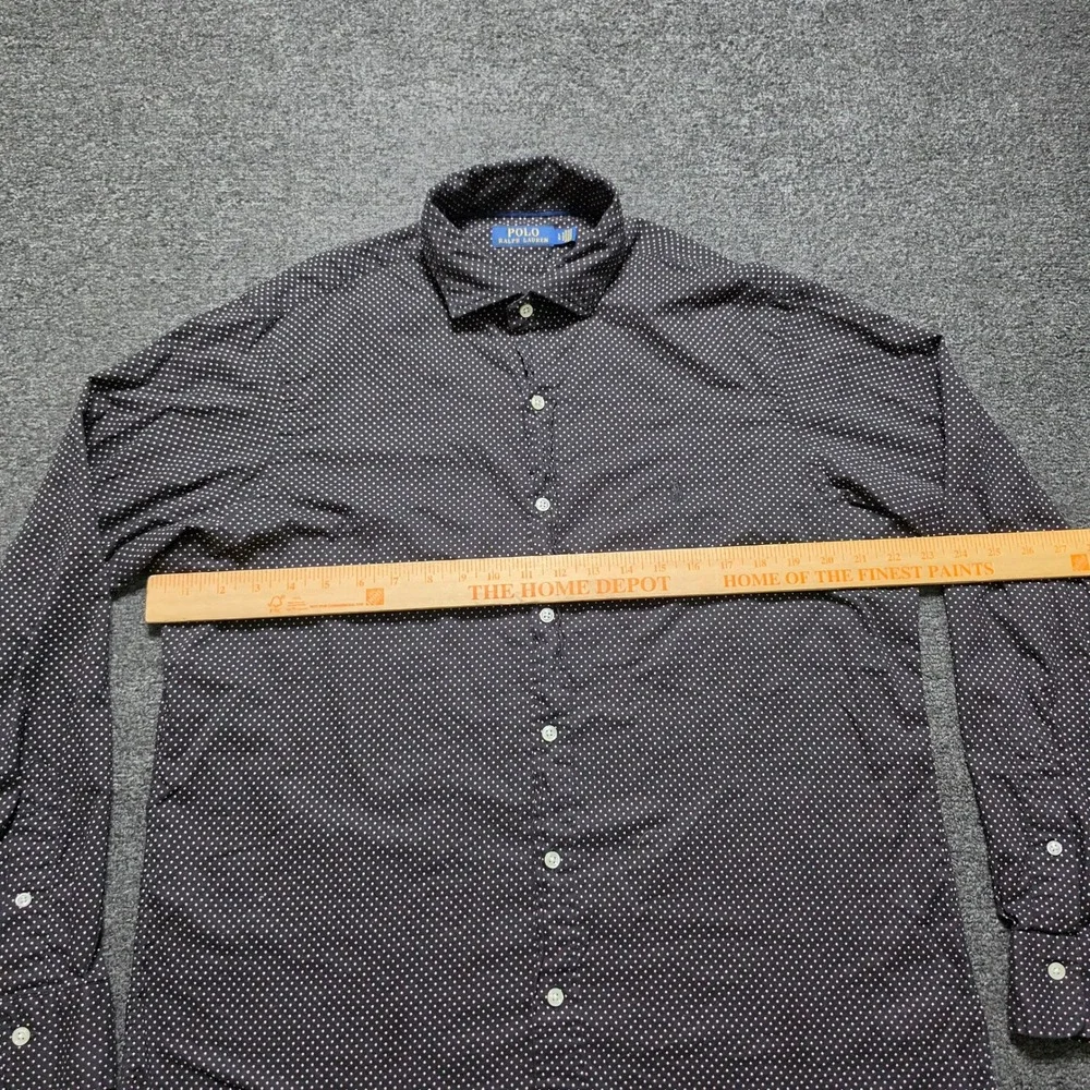 Polo Ralph Lauren Button Down Shirt Black White Polka Dot Mens Large Cotton Pony